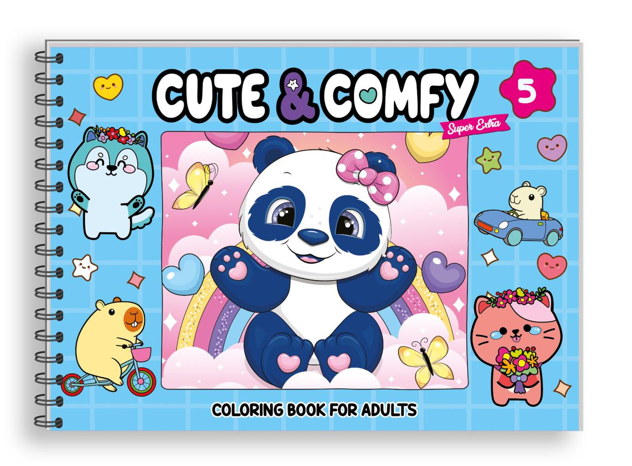 Cute & Comfy Super Extra - Livro de Colorir Adulto - Capa Dura Holográfica