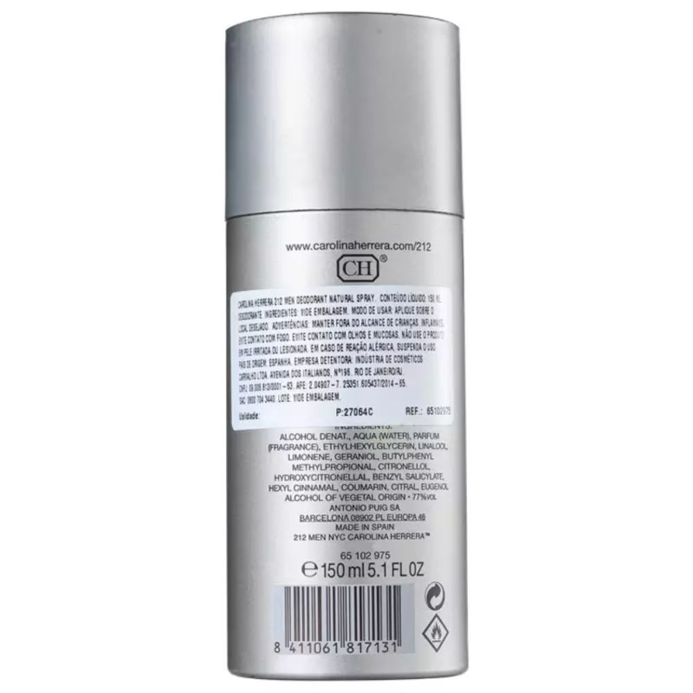 212 Men Desodorante Spray Masculino -150 ml