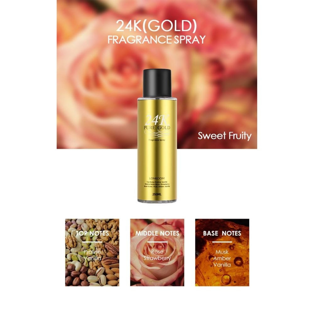 24K Pure Gold body Lonkoom feminino -250 ml