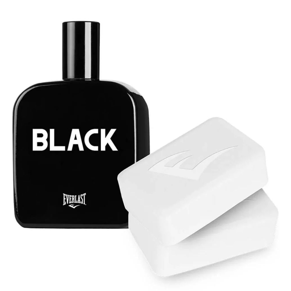 Kit Everlast Black Deo Colônio Masculino + 02 Sabonetes -100 ml