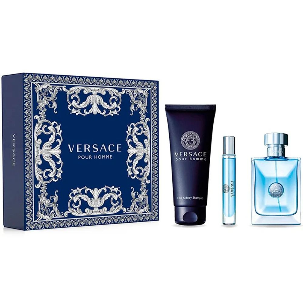 Kit Versace Pour Homme + Shower Gel + Travel Eau de Toilette Masculino-100 ml