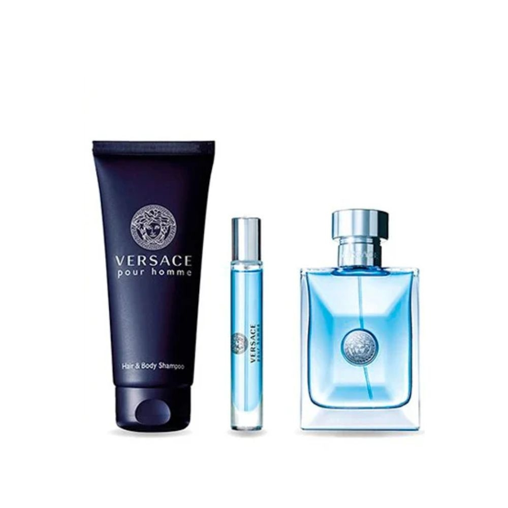 Kit Versace Pour Homme + Shower Gel + Travel Eau de Toilette Masculino-100 ml