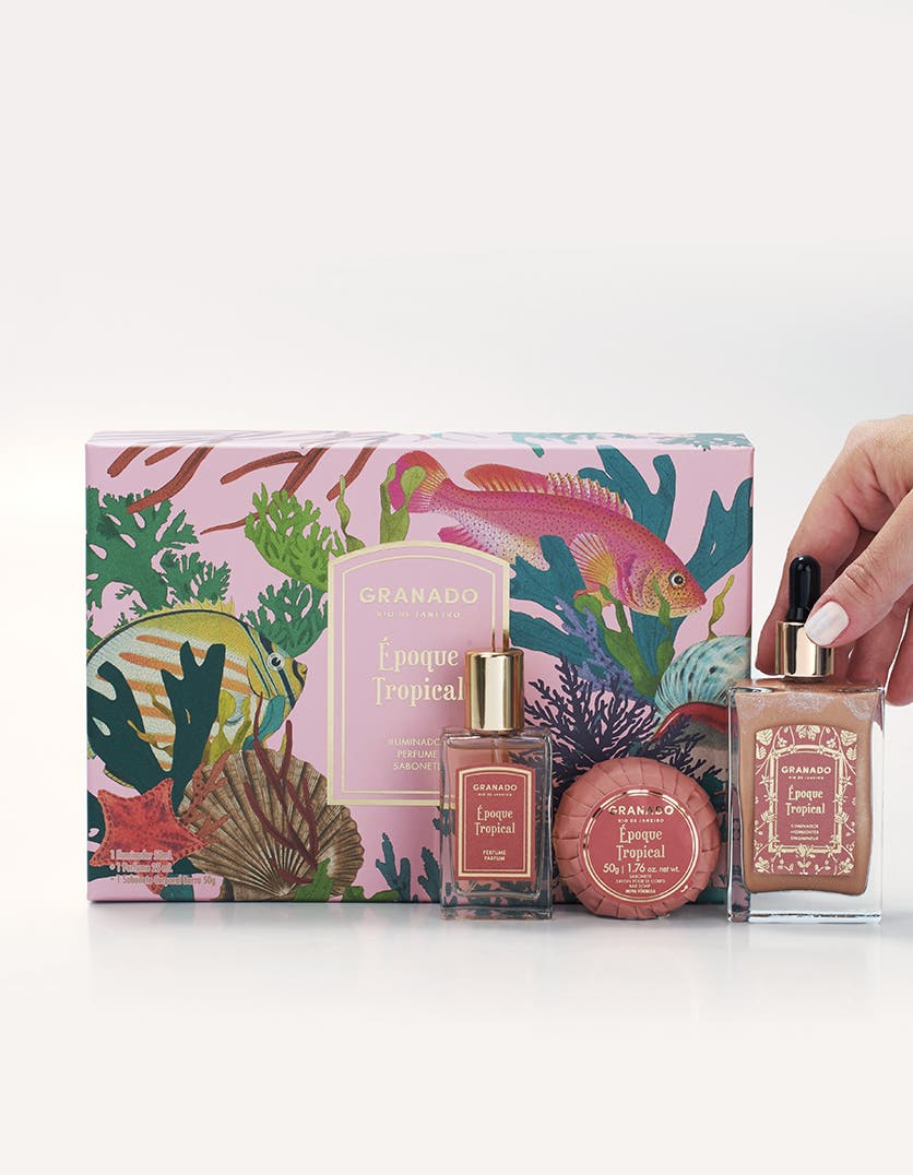 Kit Iluminador + Perfume + Sabonete em Barra Époque Tropical