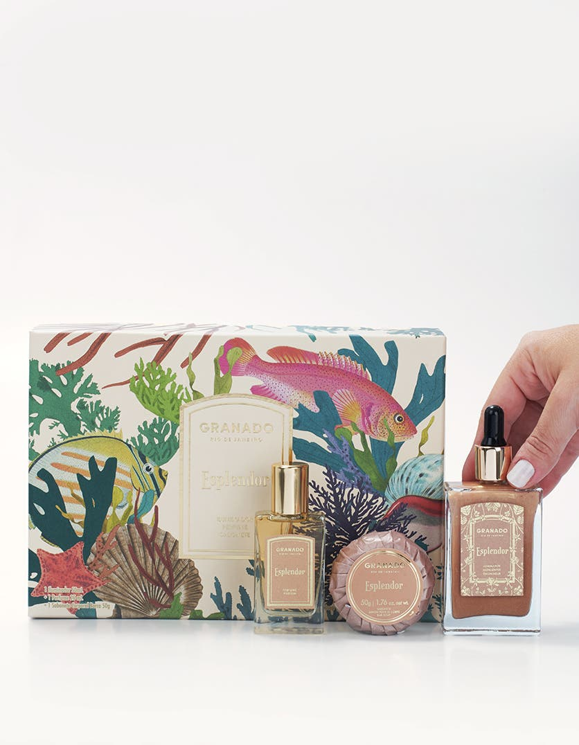 Kit Iluminador + Perfume + Sabonete em Barra Esplendor