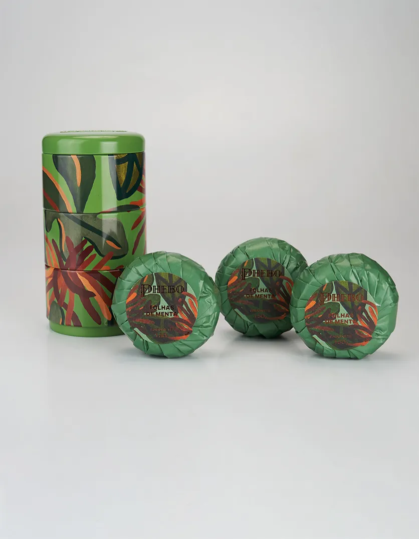 Kit Lata Sabonetes em Barra Aromáticos Folhas de Menta