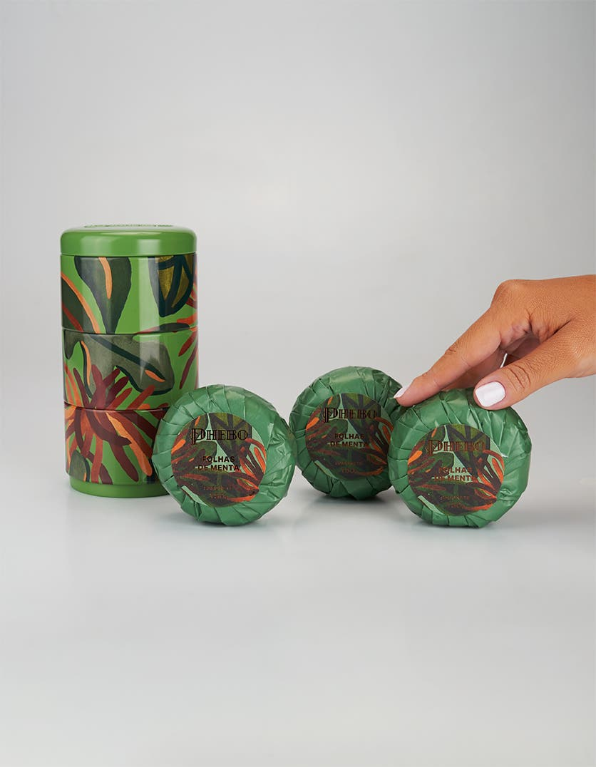 Kit Lata Sabonetes em Barra Aromáticos Folhas de Menta
