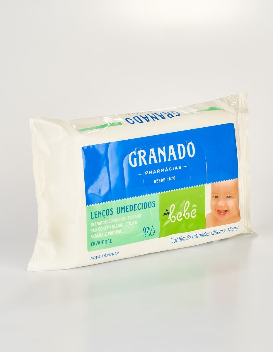 Lenços Umedecidos Bebê Erva-doce - 50 unidades